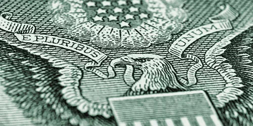 Primer plano del dorso de un dólar estadounidense. Primer plano del dorso de un dólar estadounidense.